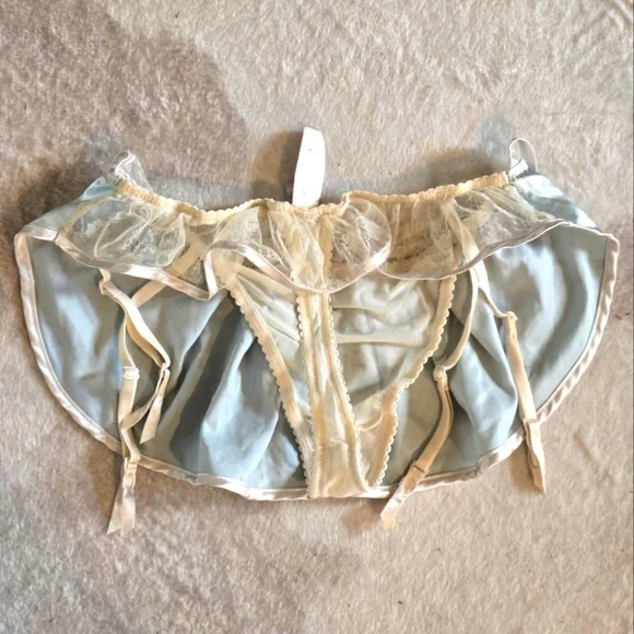Victoria's Secret Maid Apron Satin Skirt Thong Panty Garter NEW! M/L - Picture 2 of 3